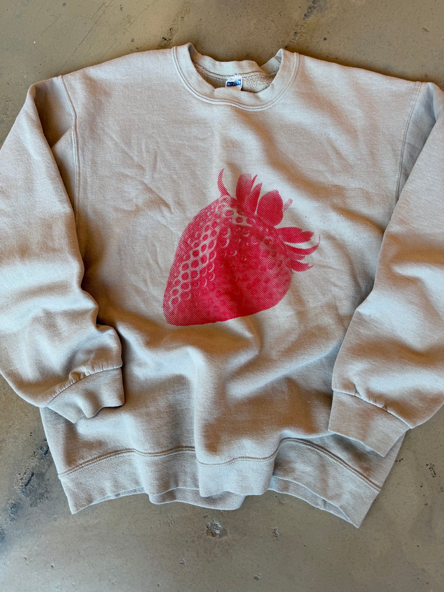 (L) Tan Strawberry Sweatshirt