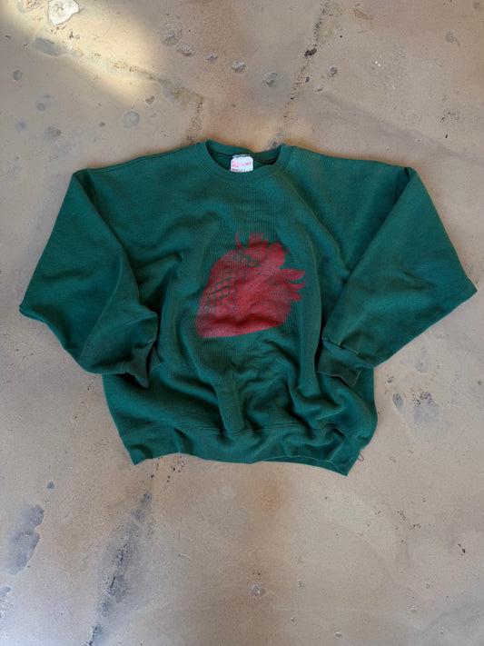 (L/XL) Double Sided Strawberry & Script Sweatshirt