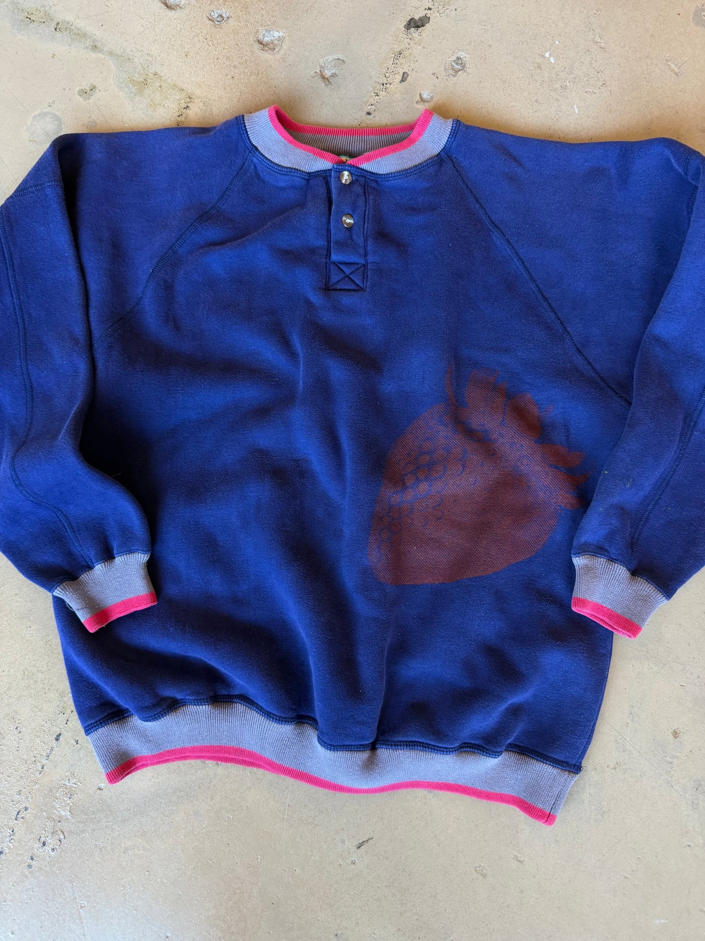 (L/XL) Blue Strawberry Sweatshirt