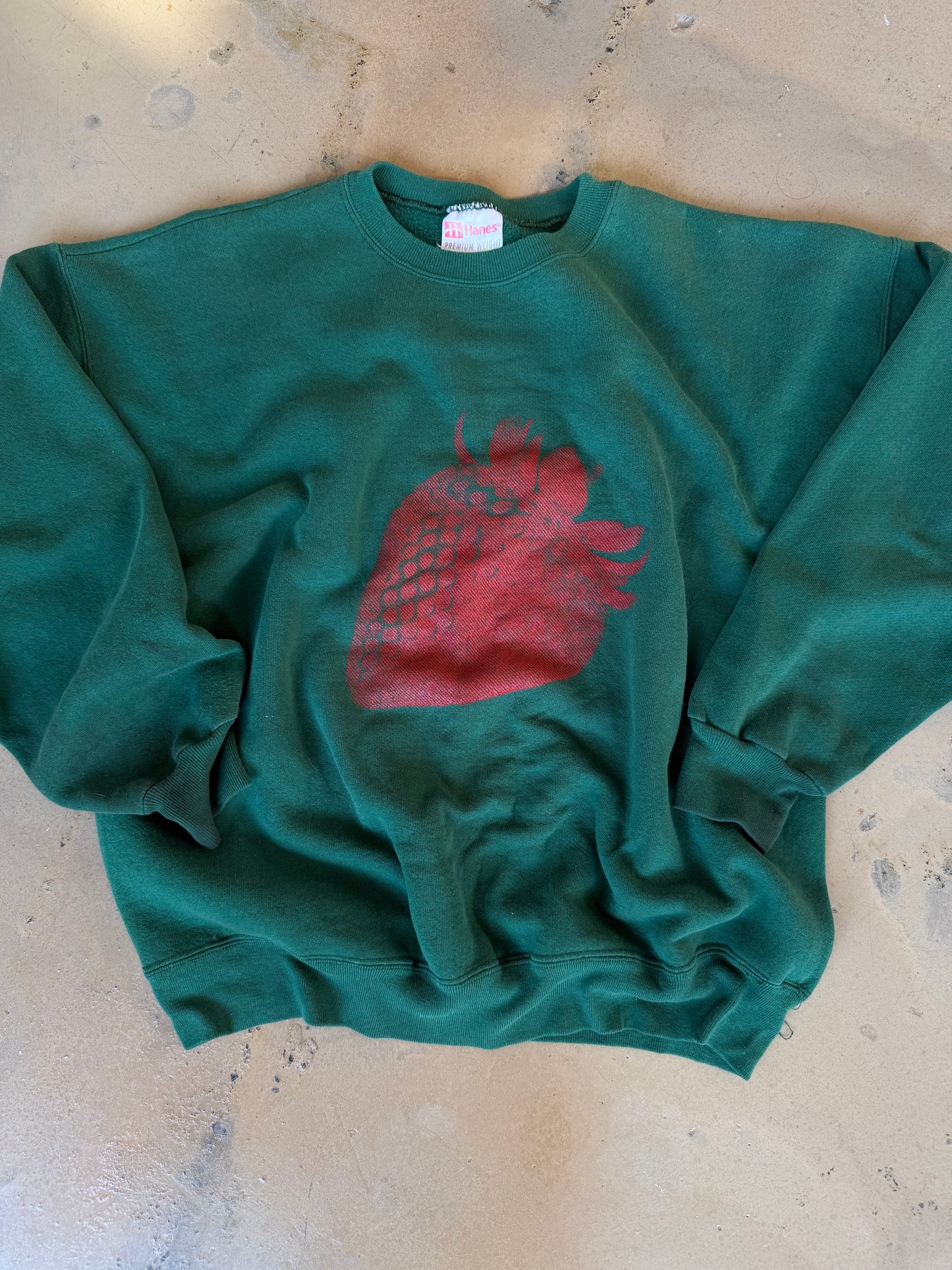 (L/XL) Double Sided Strawberry & Script Sweatshirt