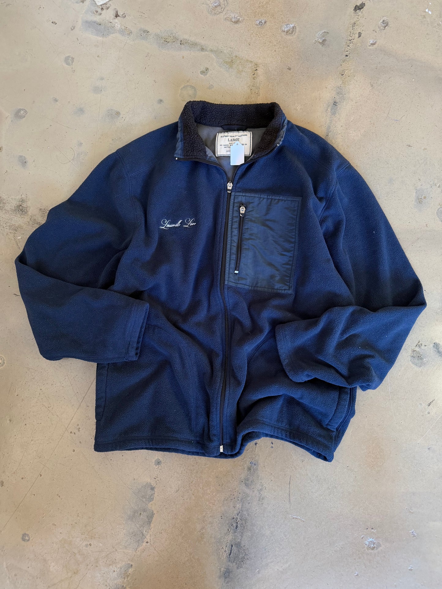 (L) Embroidered Fleece Navy Blue Jacket