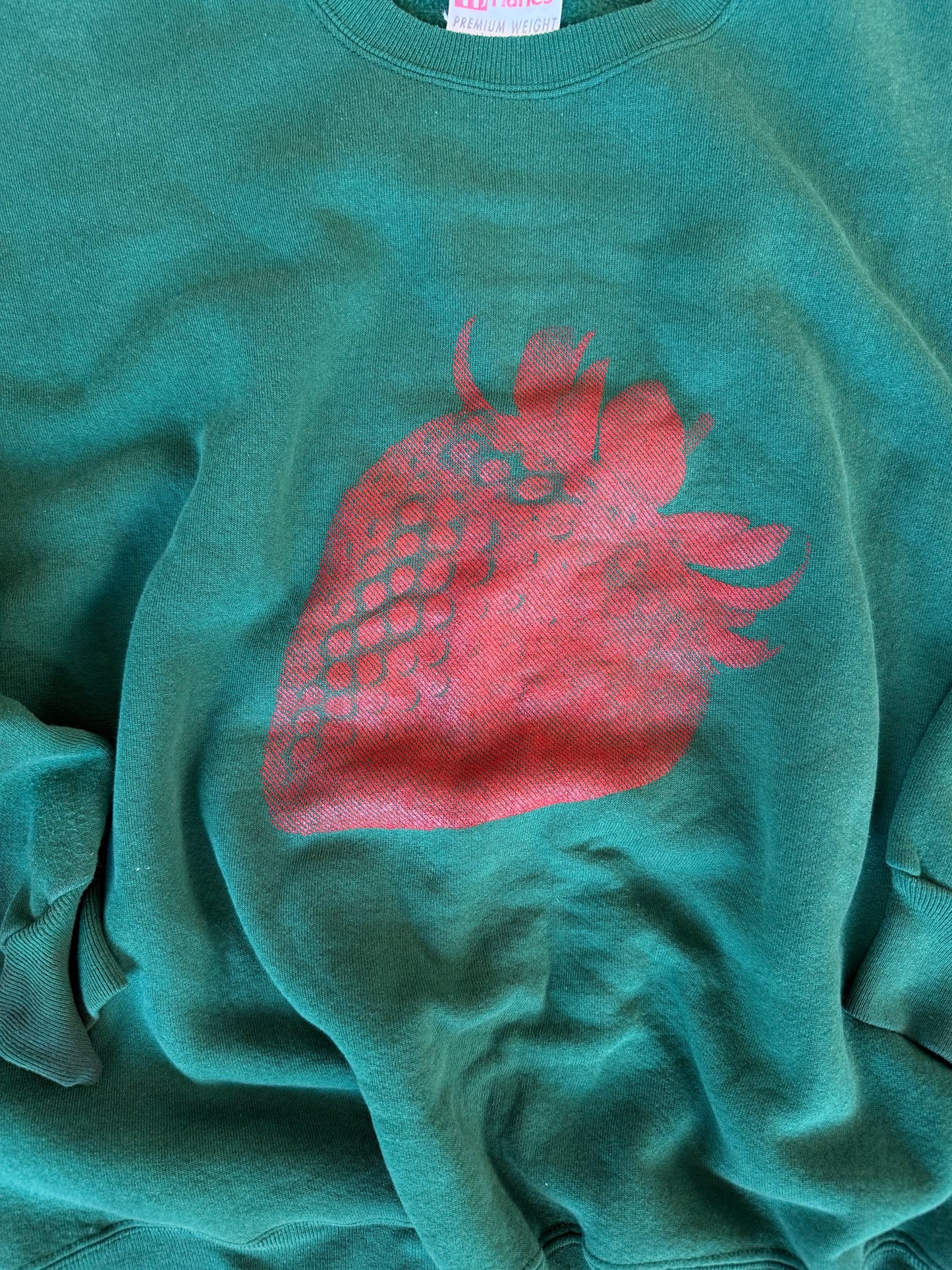 (L/XL) Double Sided Strawberry & Script Sweatshirt