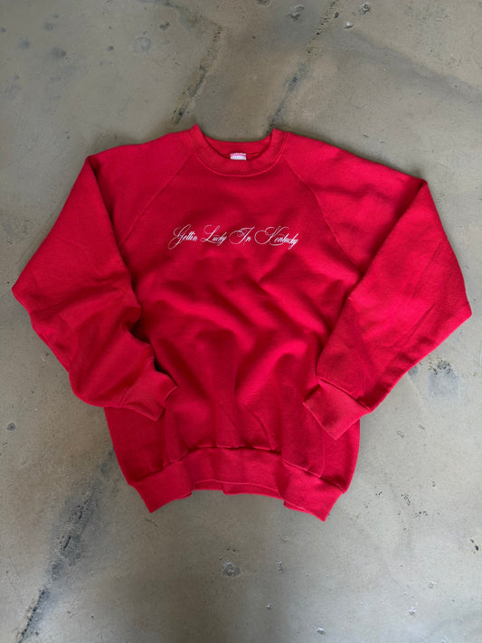 (S/M) Gettin Lucky Red Sweatshirt