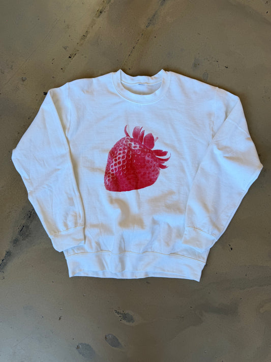 (S) White Strawberry Sweatshirt