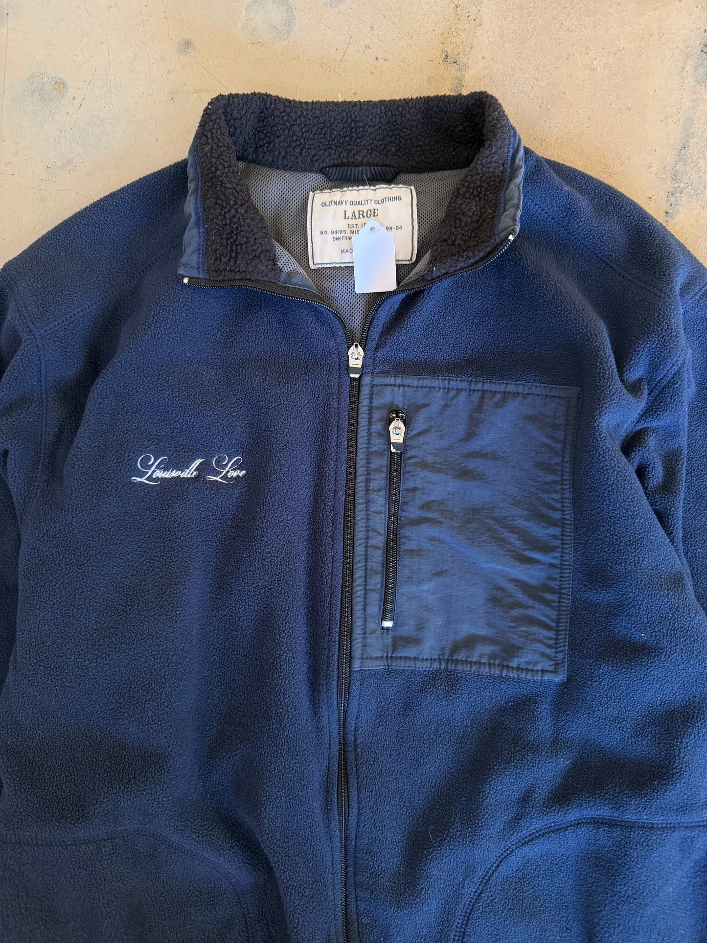 (L) Embroidered Fleece Navy Blue Jacket