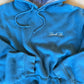 (L) Embroidered Blue Hoodie