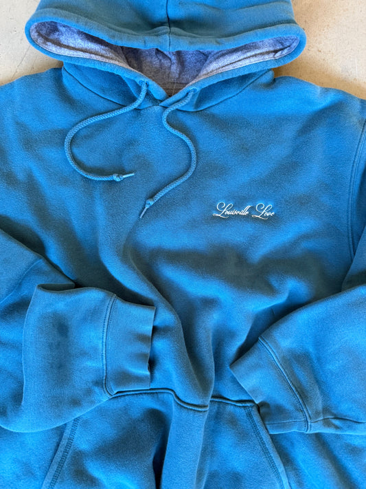 (L) Embroidered Blue Hoodie