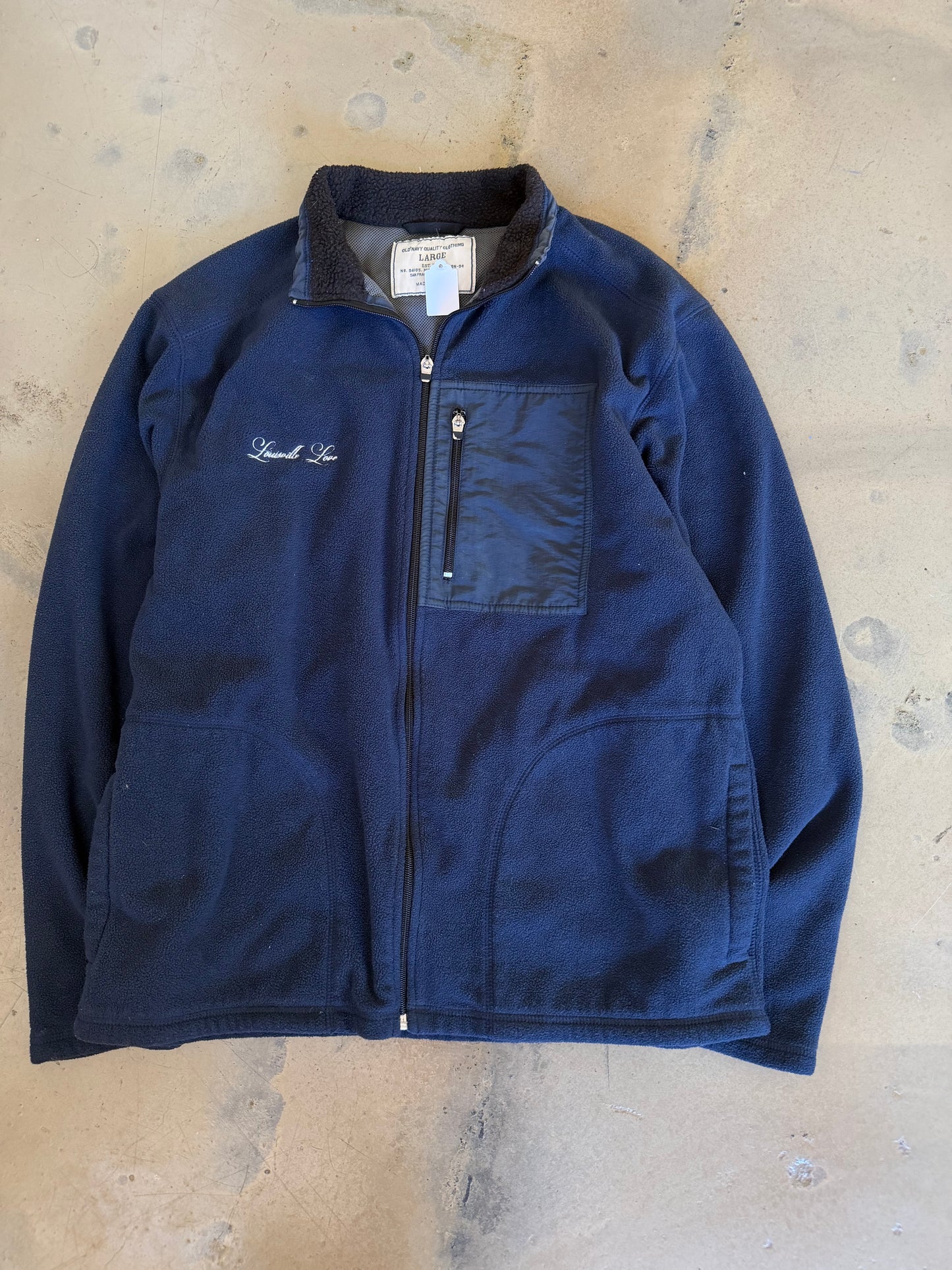 (L) Embroidered Fleece Navy Blue Jacket