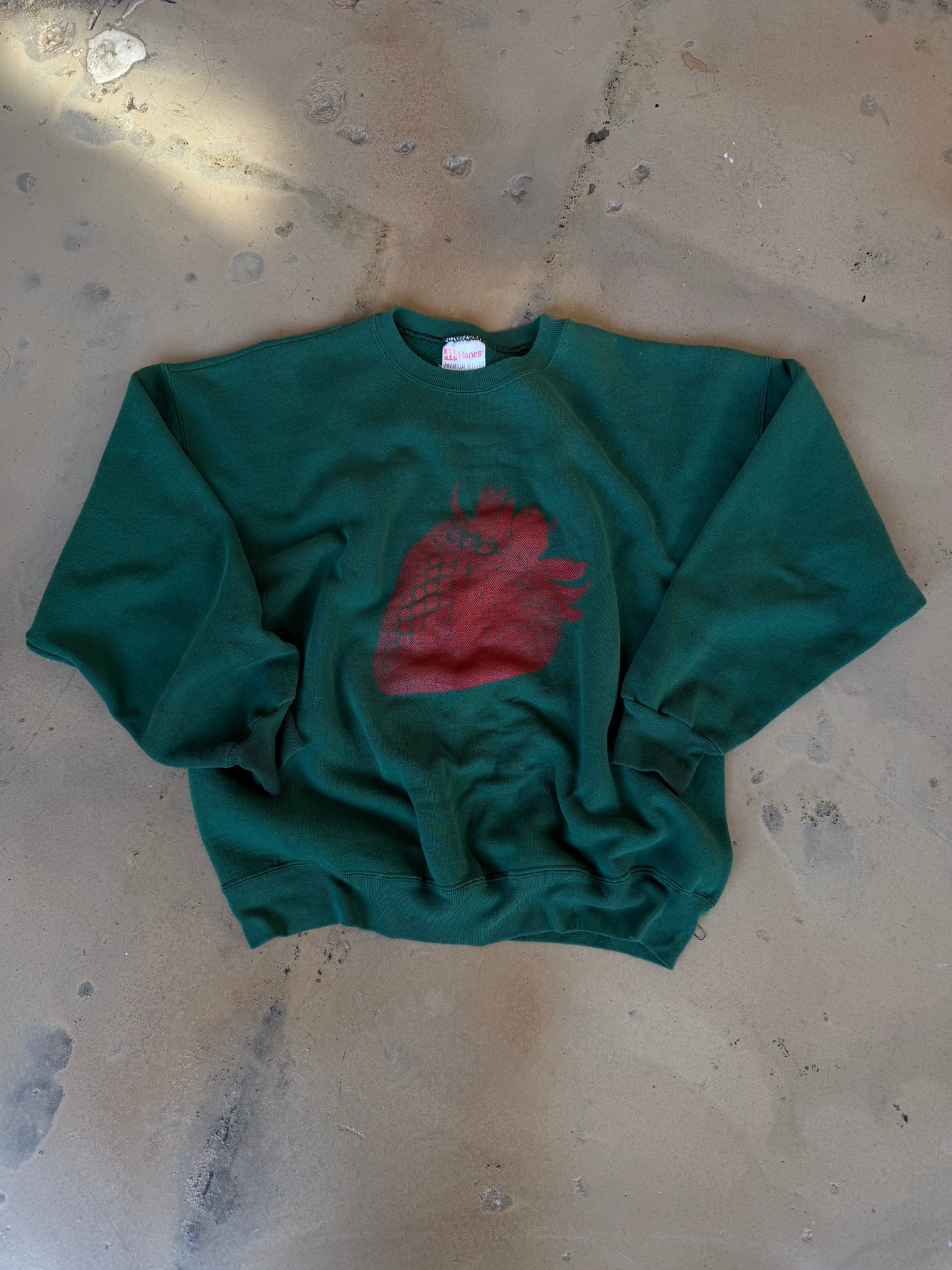 (L/XL) Double Sided Strawberry & Script Sweatshirt