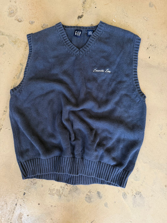 (L/XL) Embroidered Navy Sweater Vest