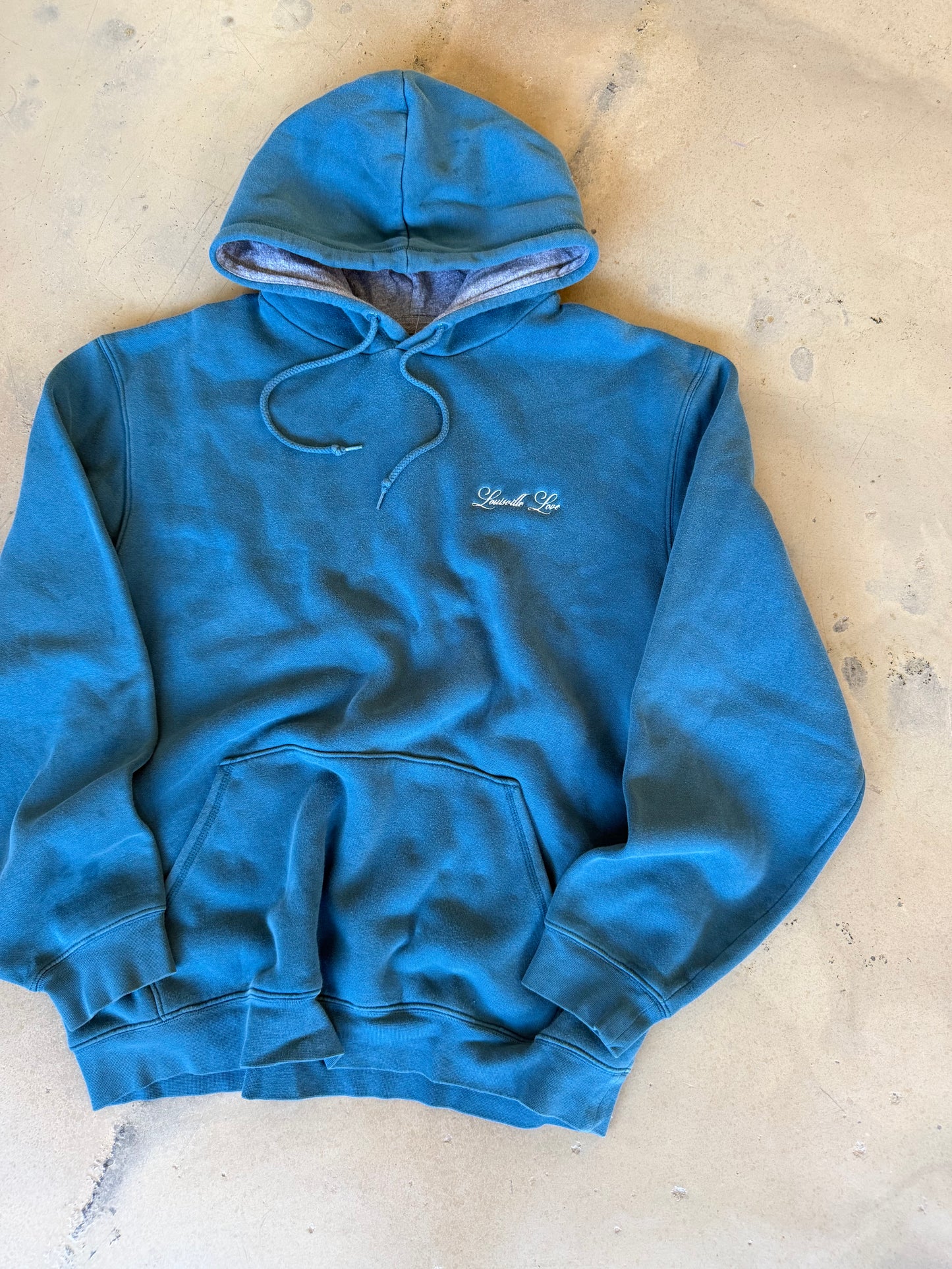 (L) Embroidered Blue Hoodie