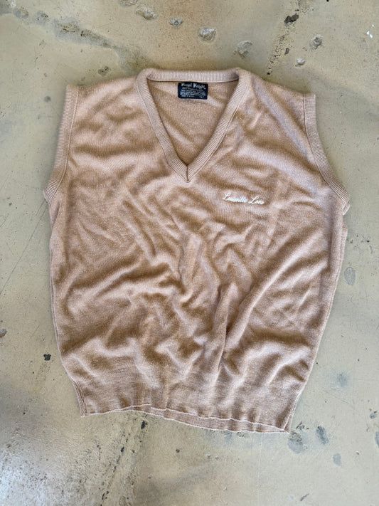 (M) Emborired Tan Sweater Vest