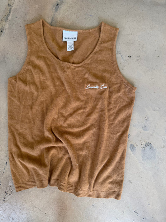 (S/M) Brown Embroidered Tank Top