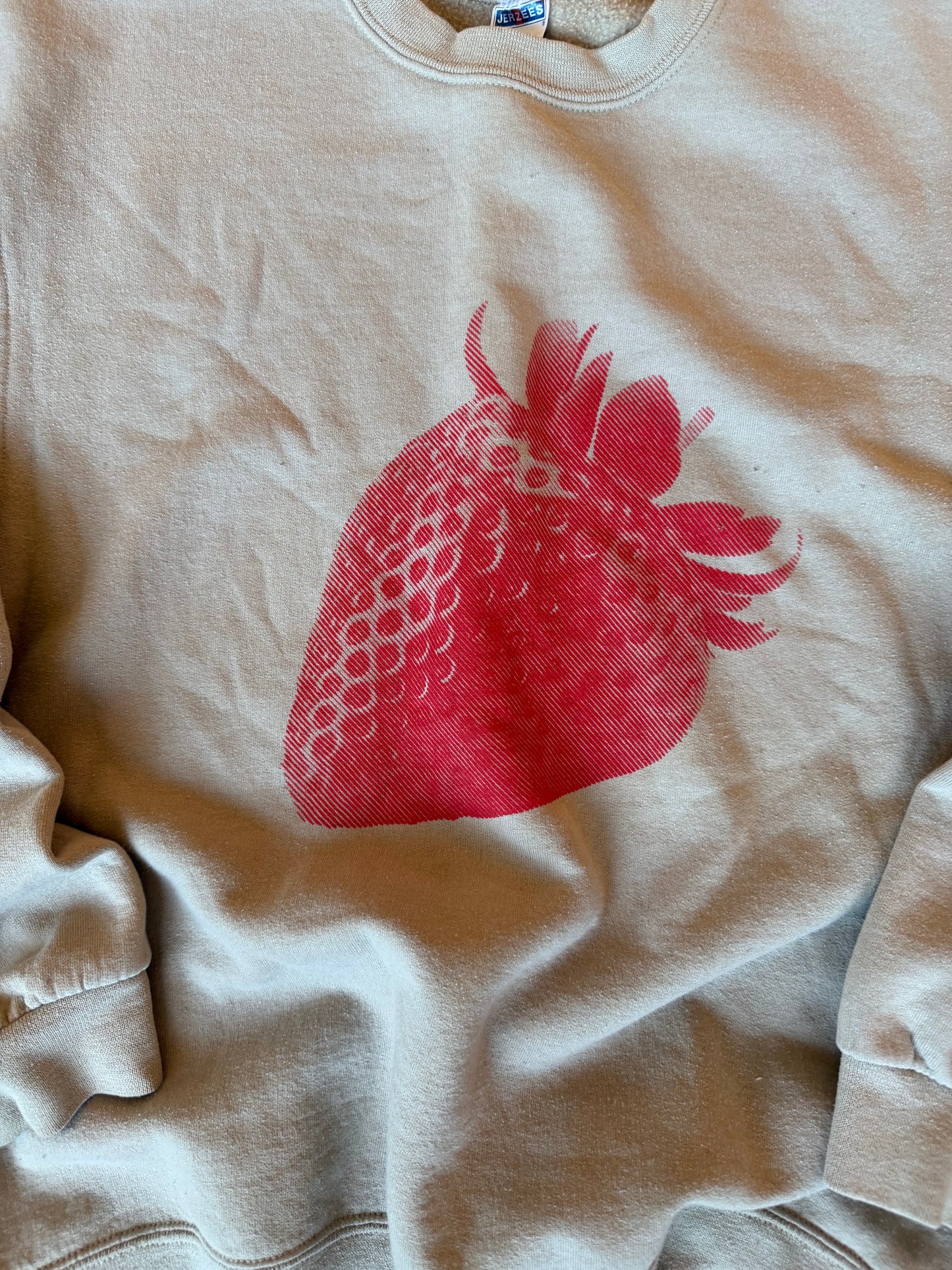 (L) Tan Strawberry Sweatshirt