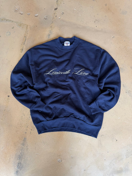 (S/M) Navy Script Sweatshirt