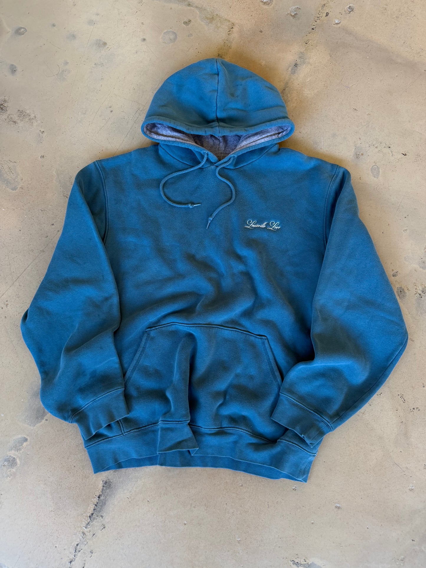(L) Embroidered Blue Hoodie