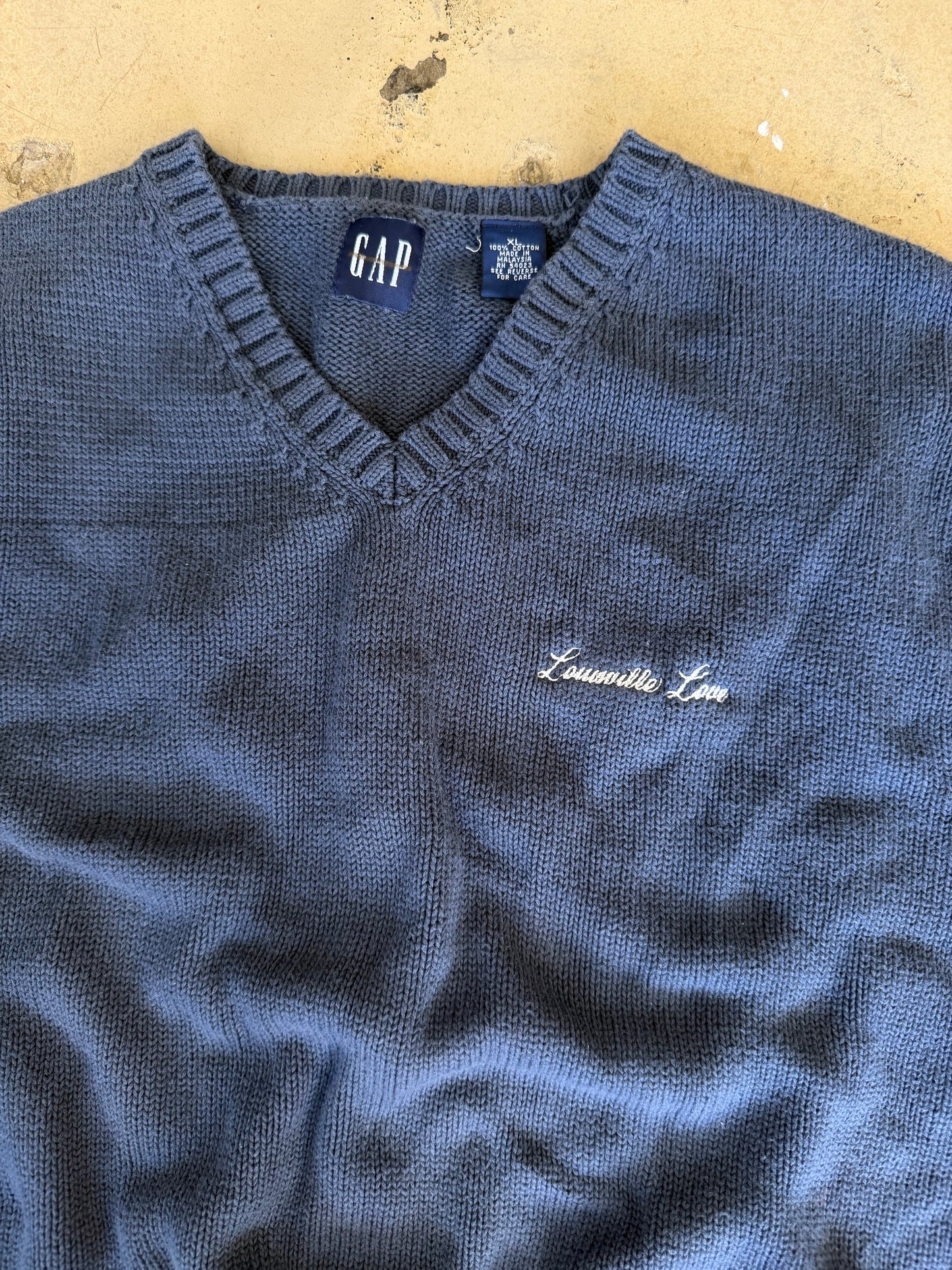 (L/XL) Embroidered Navy Sweater Vest