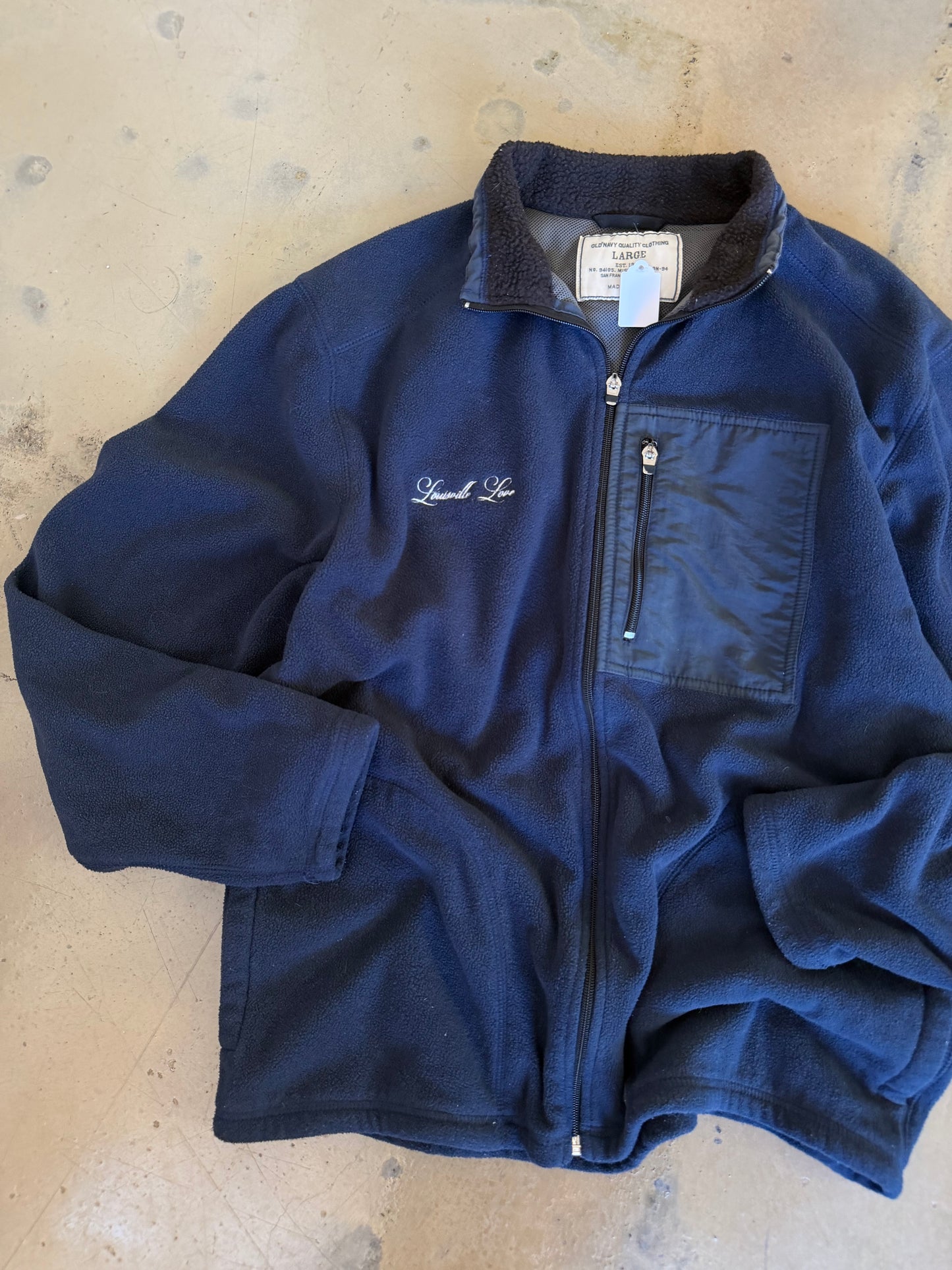 (L) Embroidered Fleece Navy Blue Jacket