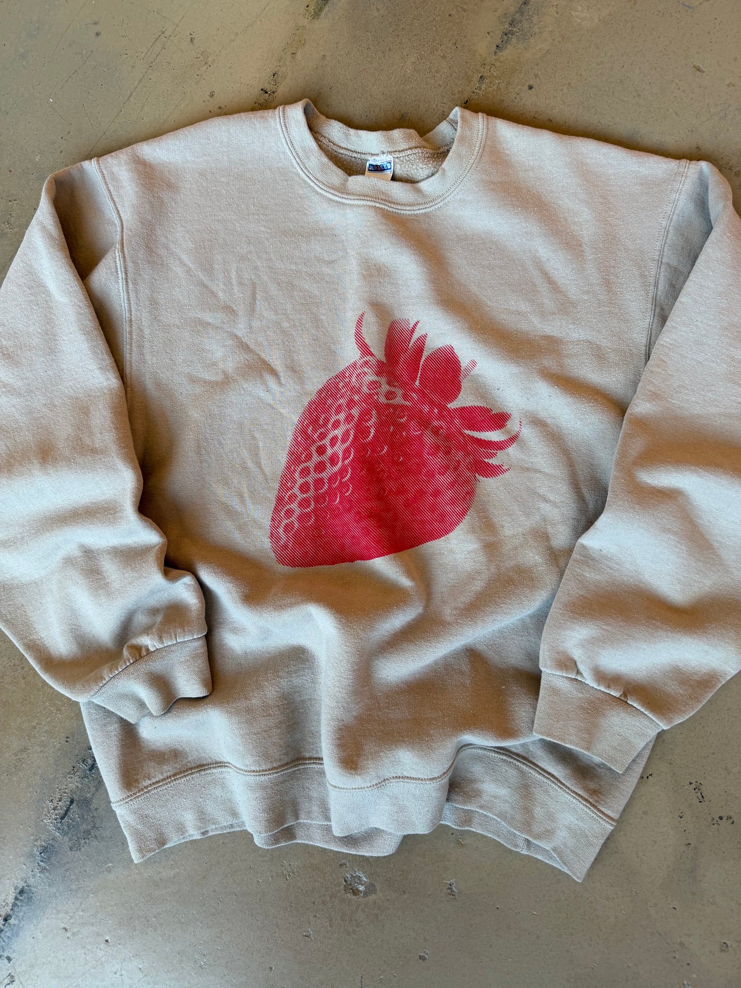 (L) Tan Strawberry Sweatshirt