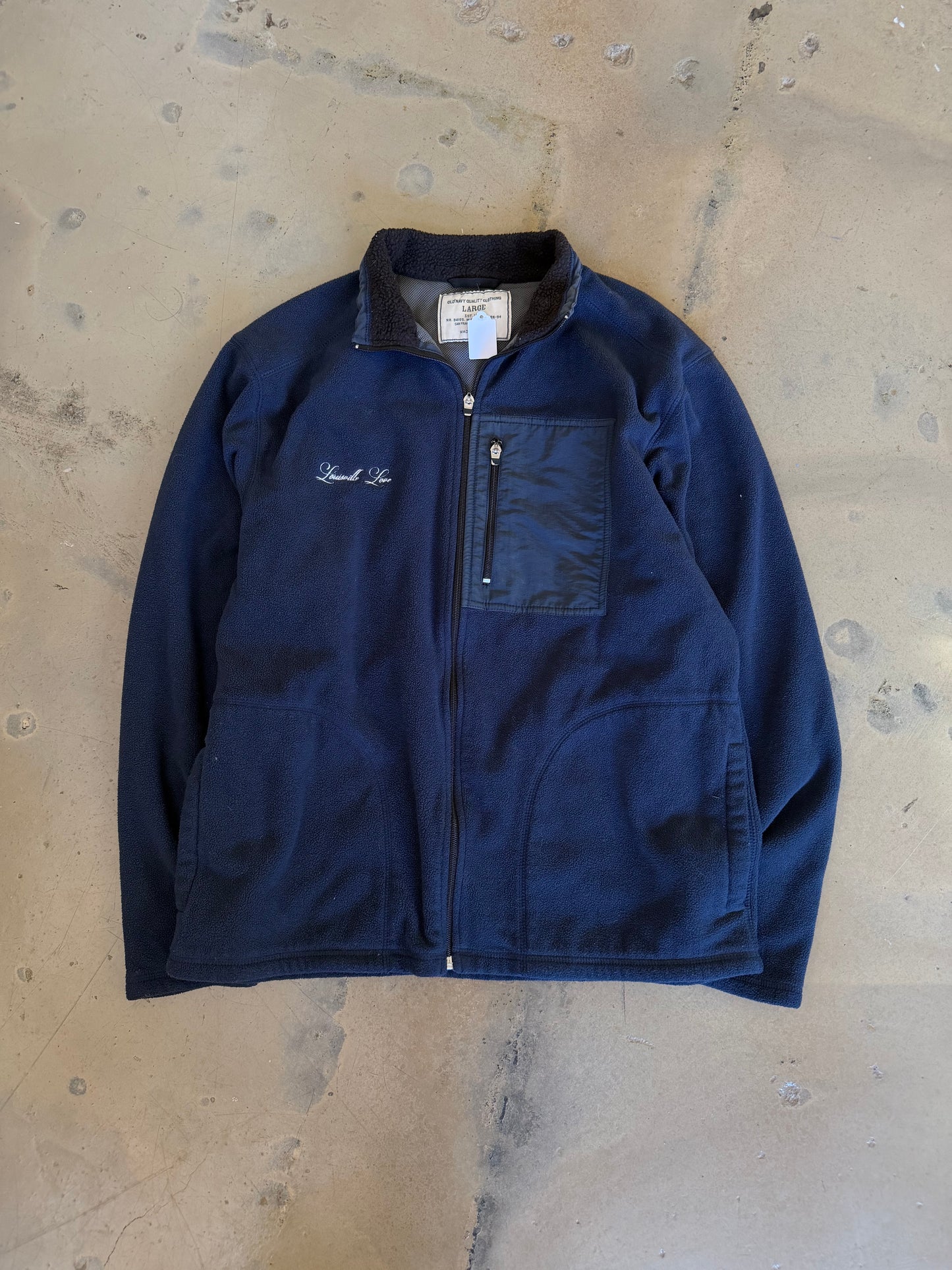 (L) Embroidered Fleece Navy Blue Jacket