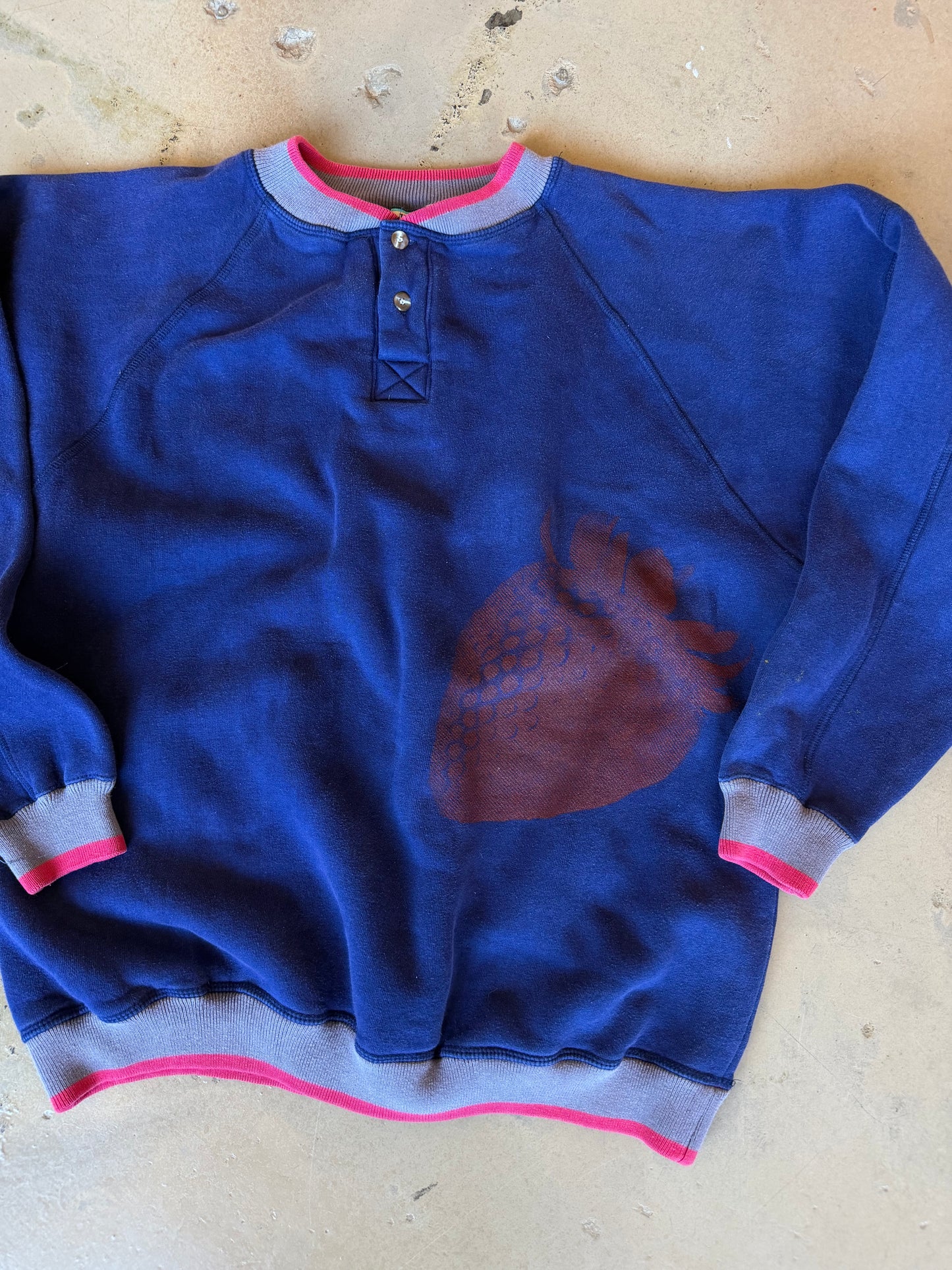 (L/XL) Blue Strawberry Sweatshirt