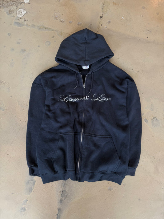 (XXL) Black Script Zip Up Hoodie